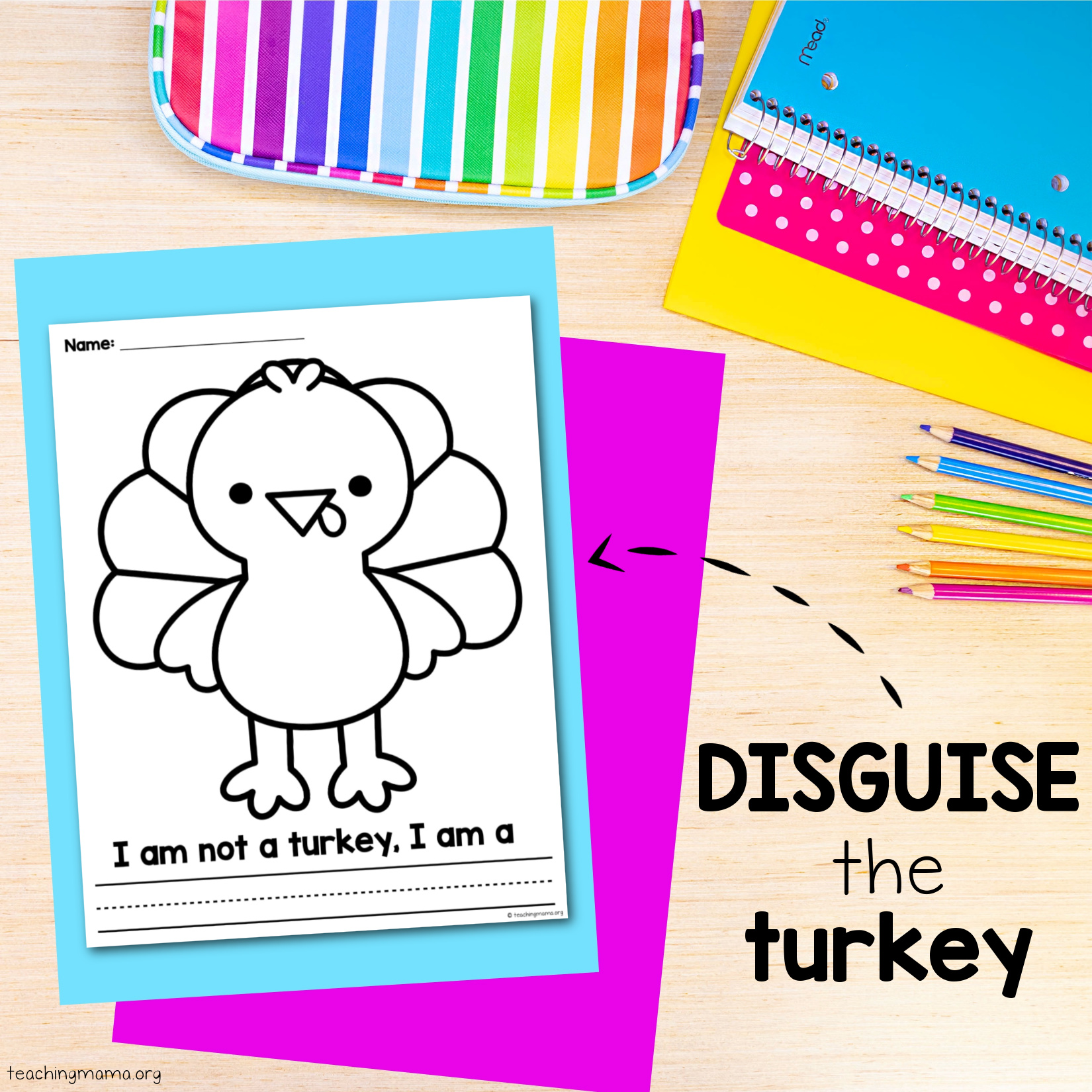 disguise the turkey - coloring pages - teaching mama
